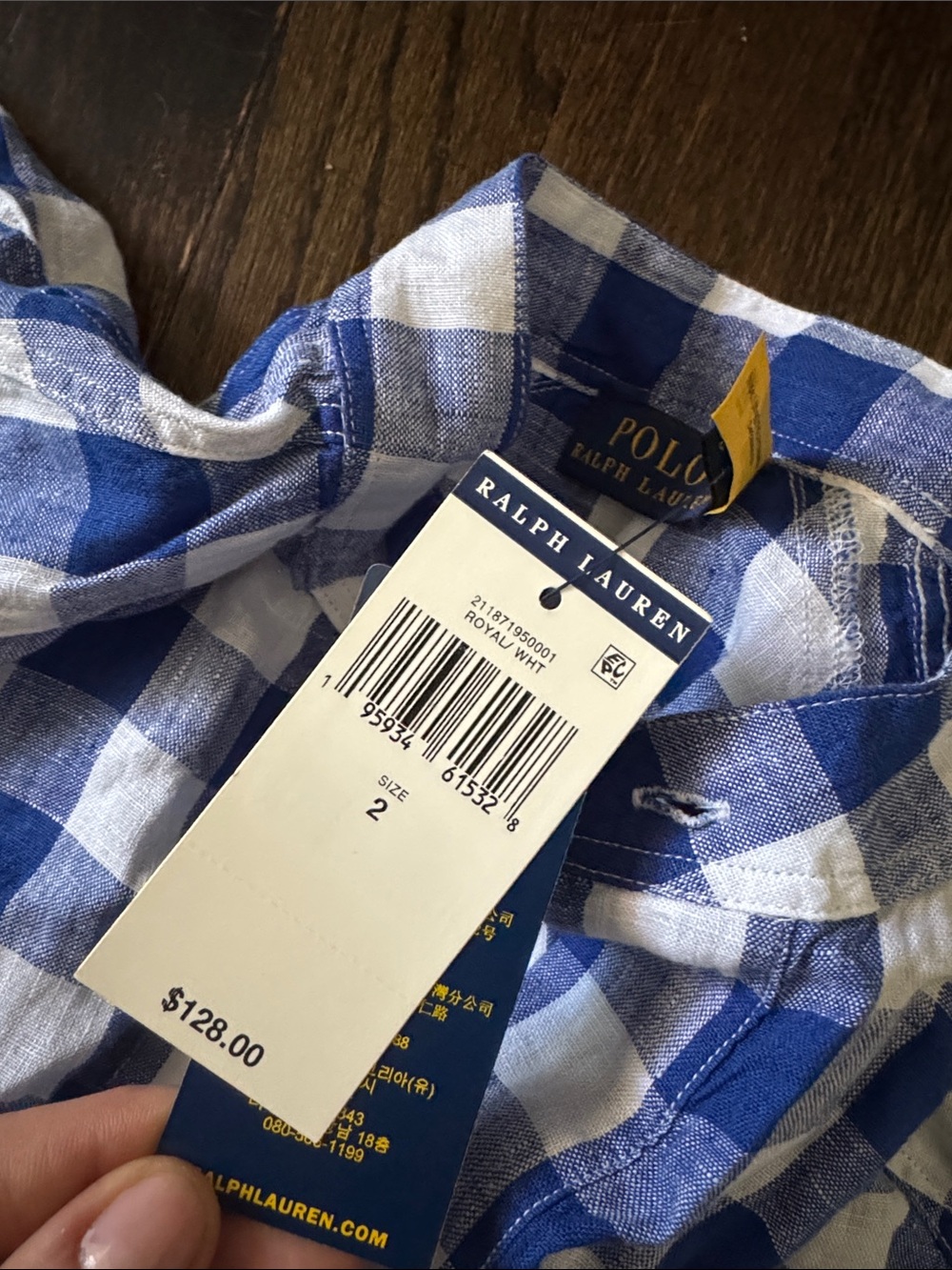 Ralph Lauren Blue and White Gingham Shirt - Picture 2 of 3